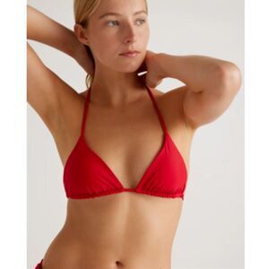 Quince Italian Triangle String Bikini Top Large Cherry Gold Hardware NWT